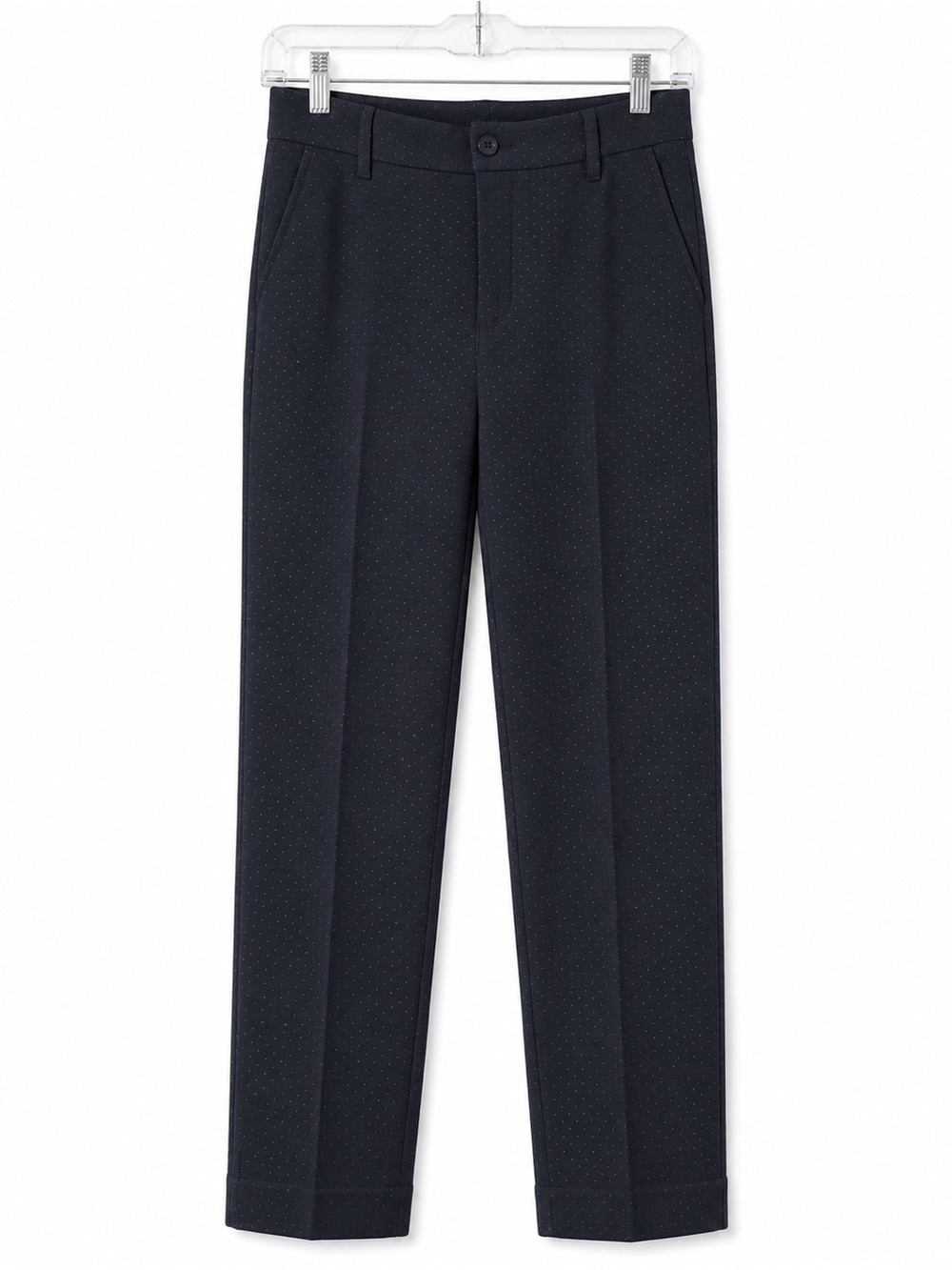 CAbi Navy Pindot Straight-Leg Dress Pants